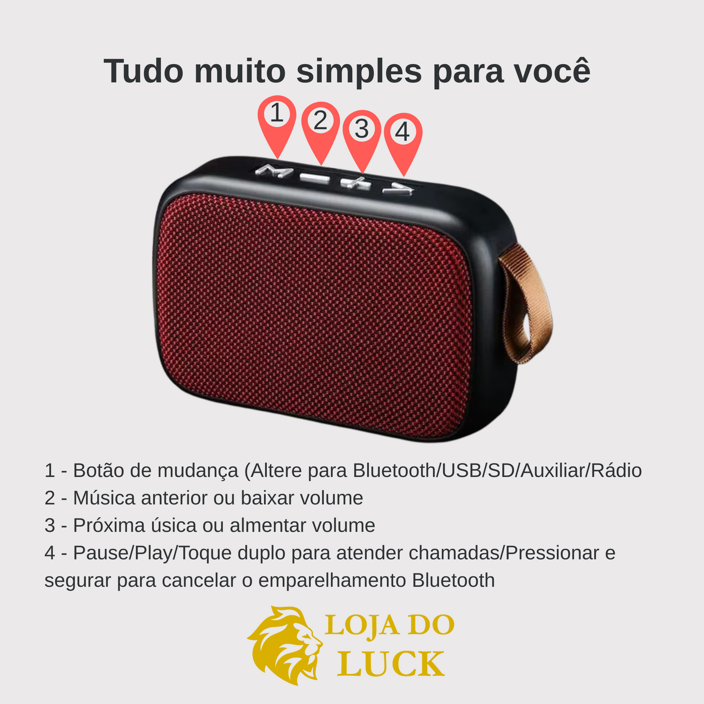 Mini Altifalante Bluetooth Portátil Sem Fios – Subwoofer Potente