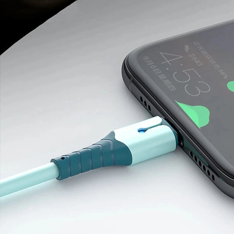 Cabo USB Tipo-C e Micro USB em Silicone Líquido – Carregamento Rápido para Telemóveis