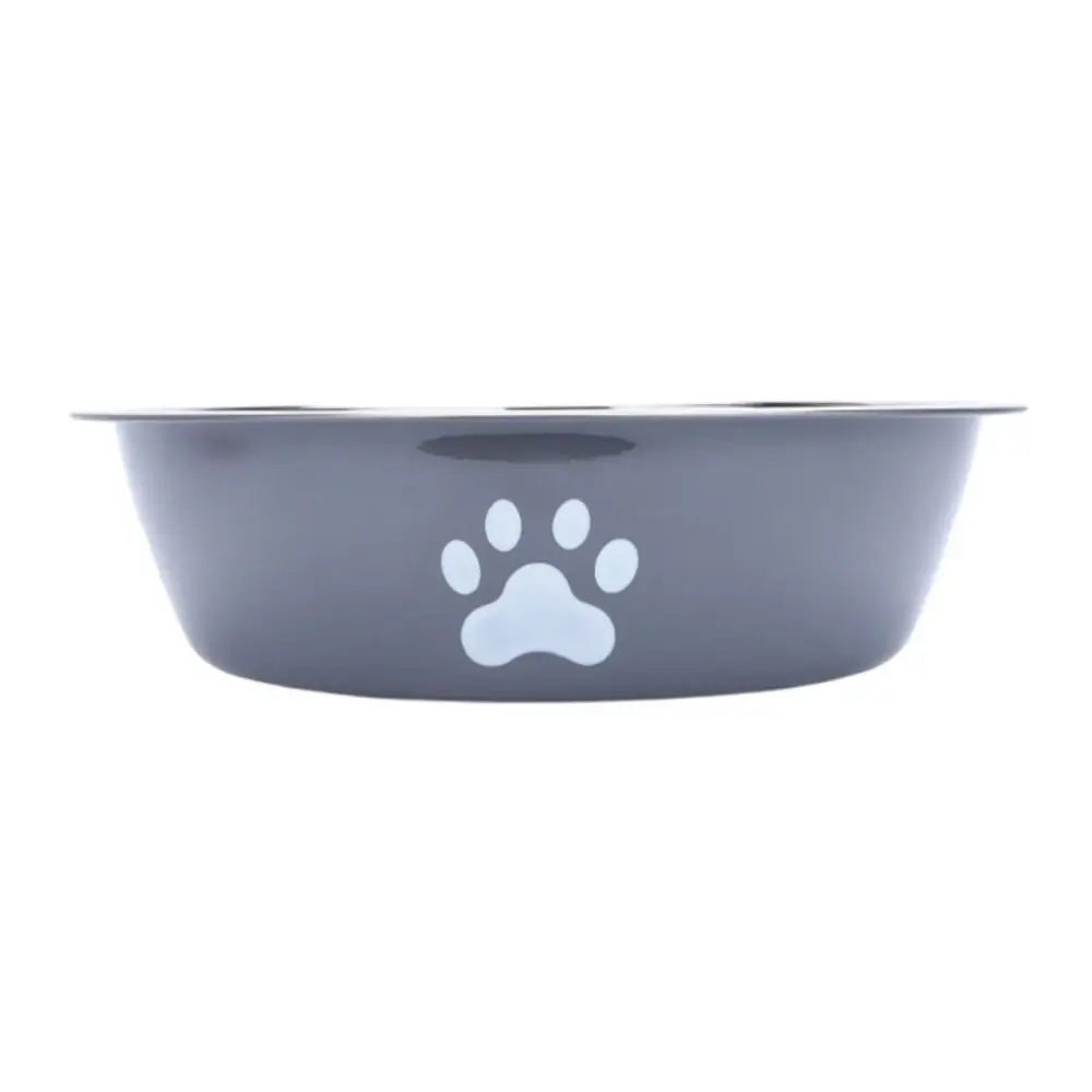 Comedouro Duplo Inox Antiderrapante para Cães e Gatos – Alta Capacidade com Estampa de Patinha