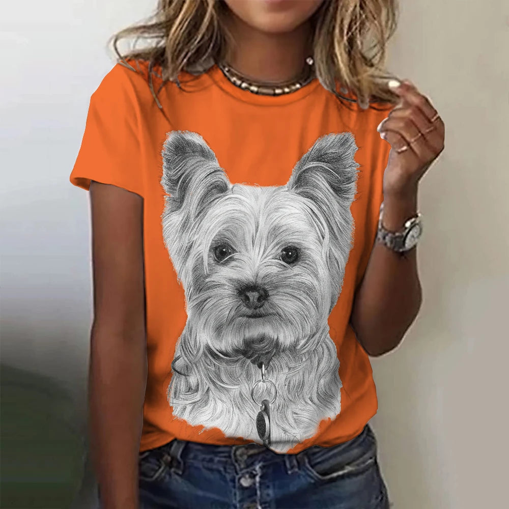 Camiseta Feminina Gato Estampa 3D Oversized Casual Verão