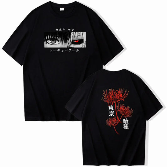 Camiseta Unissex Tokyo Ghoul – Estampa Anime Japonesa, 100% Algodão, Estilo Casual e Confortável
