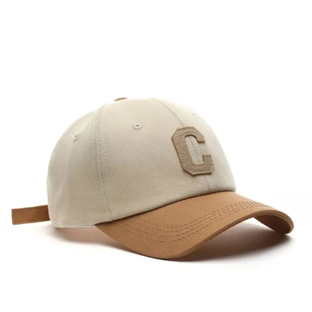 Boné Unissex com Letra C – Estilo Casual, Bloco de Cores e Proteção Solar