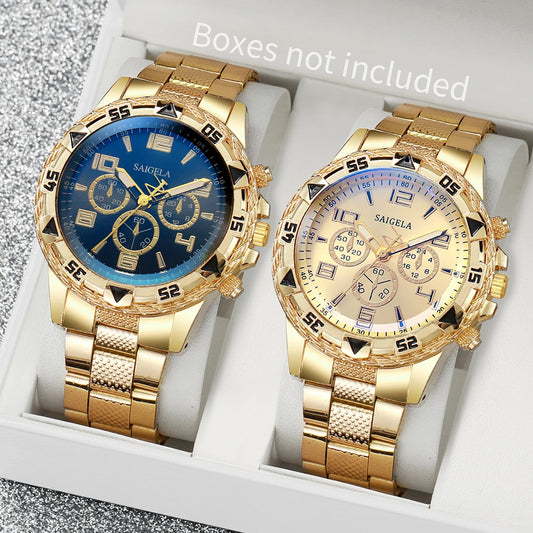 Conjunto com 2 Relógios Masculinos – Estilo Executivo, Pulseira de Aço
