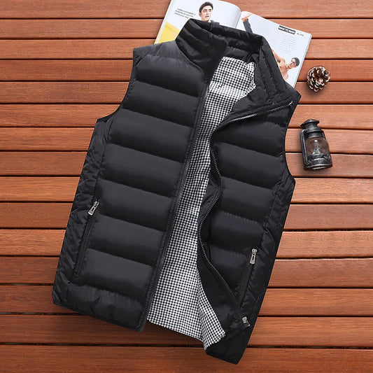 Colete Masculino de Inverno – Sem Mangas, Corta-Vento e Acolchoado com Algodão