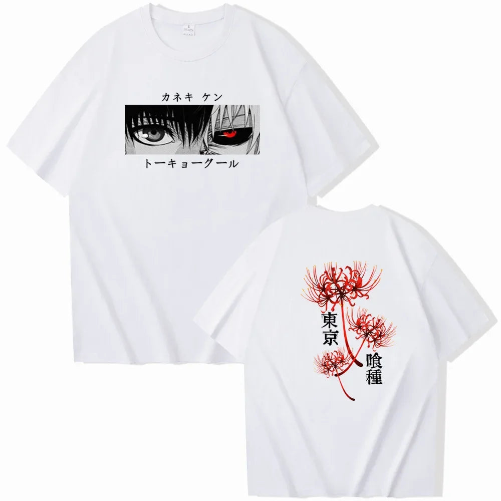 Camiseta Unissex Tokyo Ghoul – Estampa Anime Japonesa, 100% Algodão, Estilo Casual e Confortável