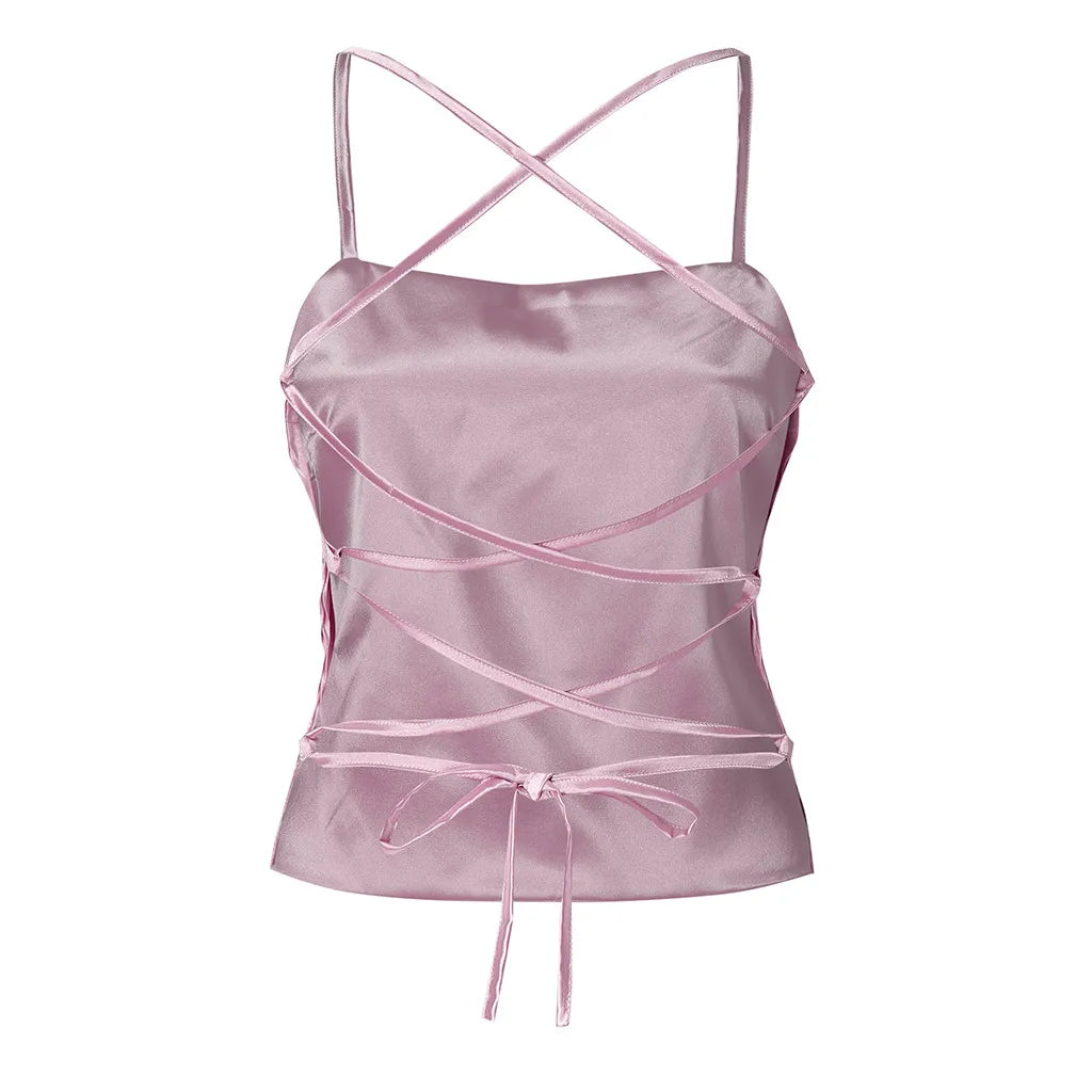 Top Feminino Slim em Seda Gelada – Tomara que Caia com Amarração nas Costas