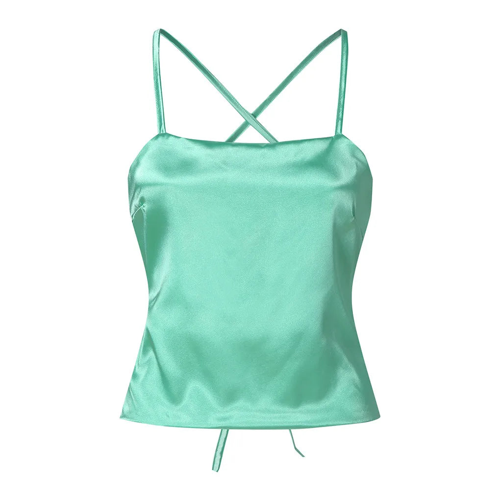 Top Feminino Slim em Seda Gelada – Tomara que Caia com Amarração nas Costas