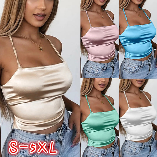 Top Feminino Slim em Seda Gelada – Tomara que Caia com Amarração nas Costas