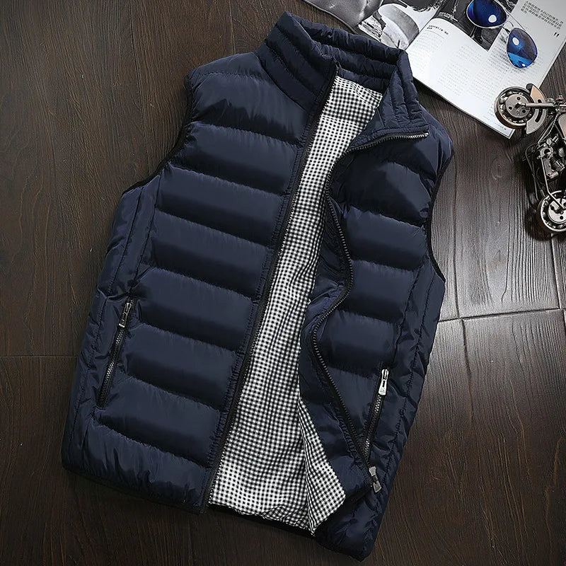 Colete Masculino de Inverno – Sem Mangas, Corta-Vento e Acolchoado com Algodão