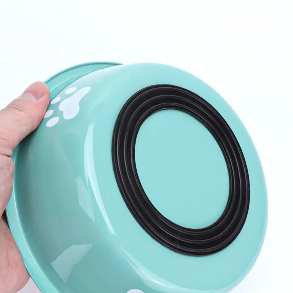 Comedouro Duplo Inox Antiderrapante para Cães e Gatos – Alta Capacidade com Estampa de Patinha